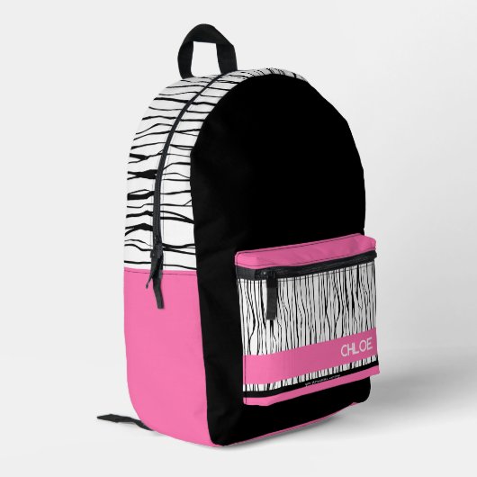 Individuelle Name Rosa und Schwarz - Moderner Ruck Bedruckter Rucksack (Rückseitige Ecke links)