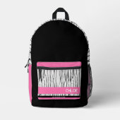 Individuelle Name Rosa und Schwarz - Moderner Ruck Bedruckter Rucksack (Vorderseite)