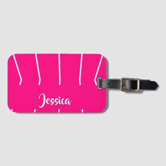 Individuelle Name rosa und weiß Gepäckanhänger (Vorderseite (Horizontal))
