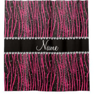 Individuelle Name Rosa Zebrastreifen schwarzer Gli Duschvorhang