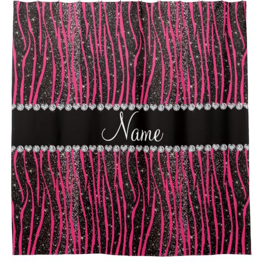 Individuelle Name Rosa Zebrastreifen schwarzer Gli Duschvorhang (Vorderseite)