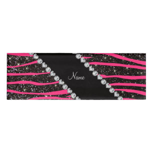 Individuelle Name Rosa Zebrastreifen schwarzer Gli Namenschild