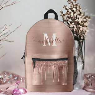 Individuelle Name Rose Gold Drilling Glitzer Backp Bedruckter Rucksack