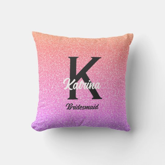 Individuelle Name Rose Gold Glitzer Bridesmaid Ges Kissen (Vorderseite)