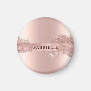 Individuelle Name Rose Gold Glitzer Imitate Folie  Magnet