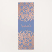 Individuelle Name Rose Gold Mandala Blue Yogamatte (Vorderseite)