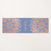 Individuelle Name Rose Gold Mandala Blue Yogamatte (Vorderseite (Horizontal))