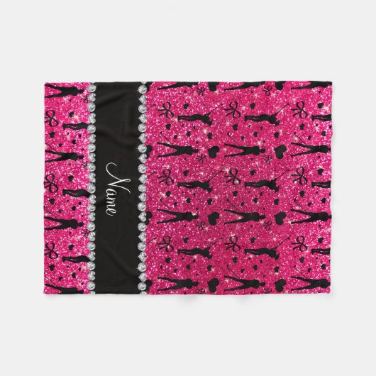 Individuelle Name Rose Rosa Glitzer Golfherzen Bog Fleecedecke (Vorderseite (Horizontal))