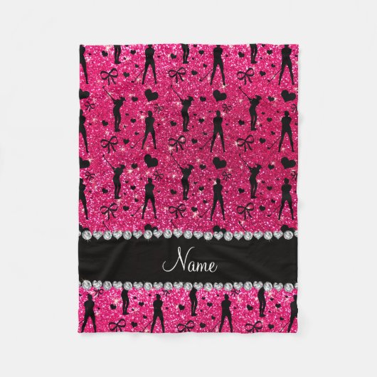 Individuelle Name Rose Rosa Glitzer Golfherzen Bog Fleecedecke (Vorderseite)