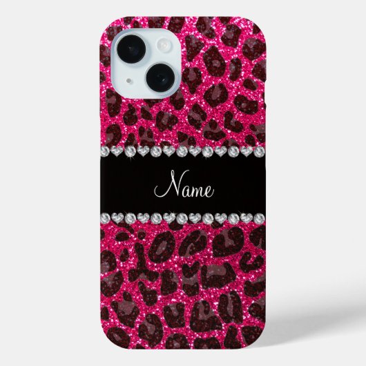 Individuelle Name Rose Rosa Glitzer Leopard Druck Case-Mate iPhone Hülle (Rückseite)
