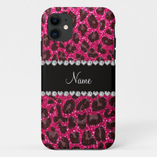 Individuelle Name Rose Rosa Glitzer Leopard Druck Case-Mate iPhone Hülle