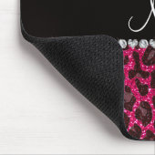 Individuelle Name Rose Rosa Glitzer Leopard Druck Mousepad (Ecke)