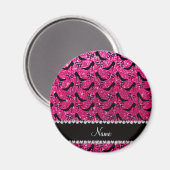 Individuelle Name Rose rosa Glitzer schwarz High H Magnet (Vorderseite/Rückseite)