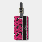 Individuelle Name Rose Rosa Glitzer verletzt Musik Gepäckanhänger (Vorderseite vertikal)