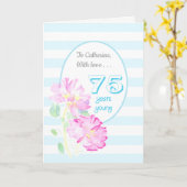 Individuelle Name Rosen und Streifen 75. Geburtsta Karte (Gelbe Blume)