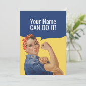 individuelle Name Rosie The Riveter Encourcing Car Einladung (Stehend Vorderseite)