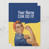 individuelle Name Rosie The Riveter Encourcing Car Einladung (Vorne/Hinten)