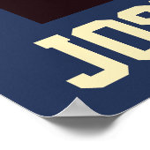 Individuelle Name Rot-Creme Black Soccer Ball Room Poster (Ecke)