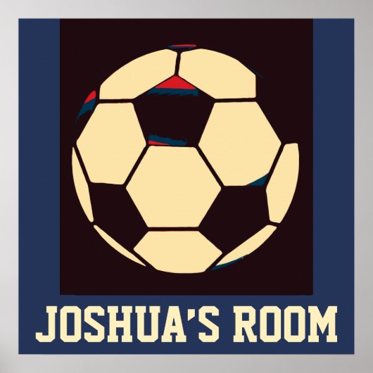 Individuelle Name Rot-Creme Black Soccer Ball Room Poster (Vorne)