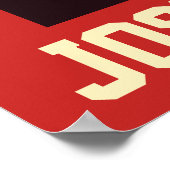 Individuelle Name Rot-Creme Black Soccer Ball Room Poster (Ecke)