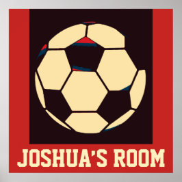 Individuelle Name Rot-Creme Black Soccer Ball Room Poster