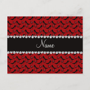 Individuelle Name Rot High Heels Bogen Diamant Postkarte