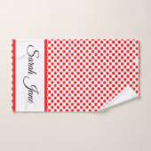 Individuelle Name Rot Polka Punkte auf Weiß Badhandtuch Set (Handtuch)
