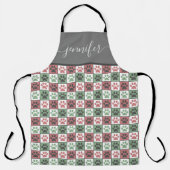 Individuelle Name Rot und Grüner Hund Druckmuster Schürze (Vorderseite)