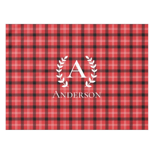 Individuelle Name Rot und Schwarz Karierte Weihnac Tischdecke (Vorderseite (Horizontal))