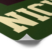 Individuelle Name Rot-Weiß-Creme Grüner Fußballbal Poster (Ecke)