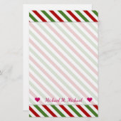 Individuelle Name + Rot, Weiß und Grün Streifen Briefpapier (Vorne/Hinten)