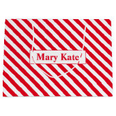 Individuelle Name Rot/Weiße Streifen Große Geschenktüte (Vorderseite)