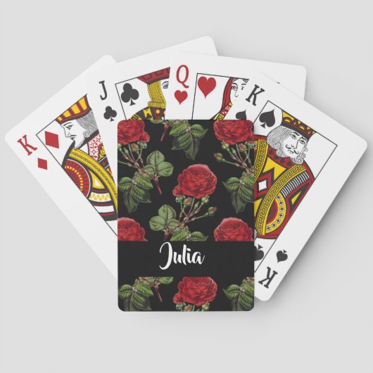 Individuelle Name-rote Rosen Spielkarten (Rückseite)
