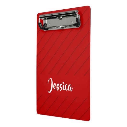 Individuelle Name roter diagonaler Kunststoff stru Mini Klemmbrett (Gewinkelt2)