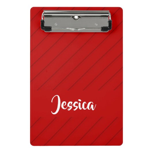 Individuelle Name roter diagonaler Kunststoff stru Mini Klemmbrett (Vorderseite)