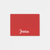 Individuelle Name roter diagonaler Kunststoff stru Post-it Klebezettel (Vorderseite)
