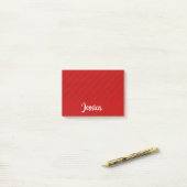 Individuelle Name roter diagonaler Kunststoff stru Post-it Klebezettel (Auf Schreibtisch)