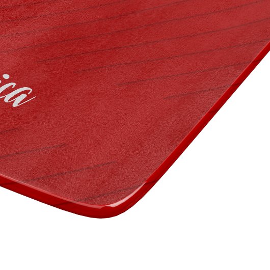 Individuelle Name roter diagonaler Kunststoff stru Schneidebrett (Ecke)