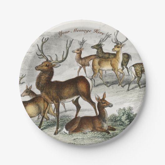 individuelle Name Roter Hirschhaar, Hind, Roebuck, Pappteller (Vorderseite)