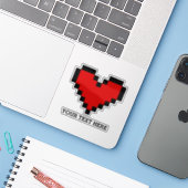 Individuelle Name Roter Pixel-Notebook-Aufkleber Aufkleber (Laptop mit iPhone)