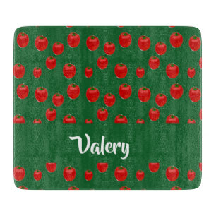 Individuelle Name roter Tomaten/Paradeiser auf grü Schneidebrett