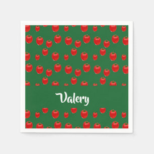 individuelle Name roter Tomaten/Paradeiser auf grü Serviette