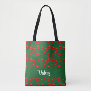 individuelle Name roter Tomaten/Paradeiser auf grü Tasche