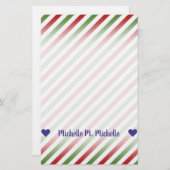 Individuelle Name; rotes, weißes und grünes Streif Briefpapier (Vorne/Hinten)