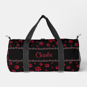 Individuelle Name, Rothundpfoten aus Glitzer Duffle Bag