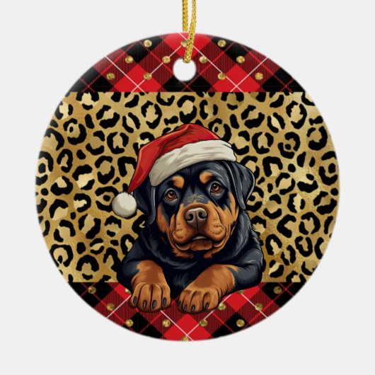 Individuelle Name Rottweiler Hund Weihnachtsmannmü Keramik Ornament (Vorne)