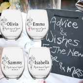 Individuelle Name, Rustikale Blume Bow, Bridesmädc Weinglas Ohne Stiel