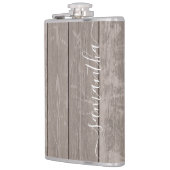 Individuelle Name Rustikale Elegante Holzmaske Flachmann (Links)