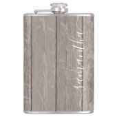 Individuelle Name Rustikale Elegante Holzmaske Flachmann (Vorderseite)