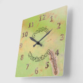 Individuelle Name Rustikale Garage Werkstatt Green Quadratische Wanduhr (Winkel)